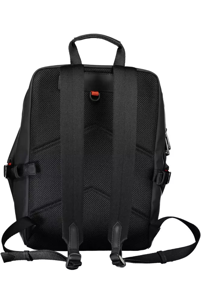 Black Polyester Men Backpack