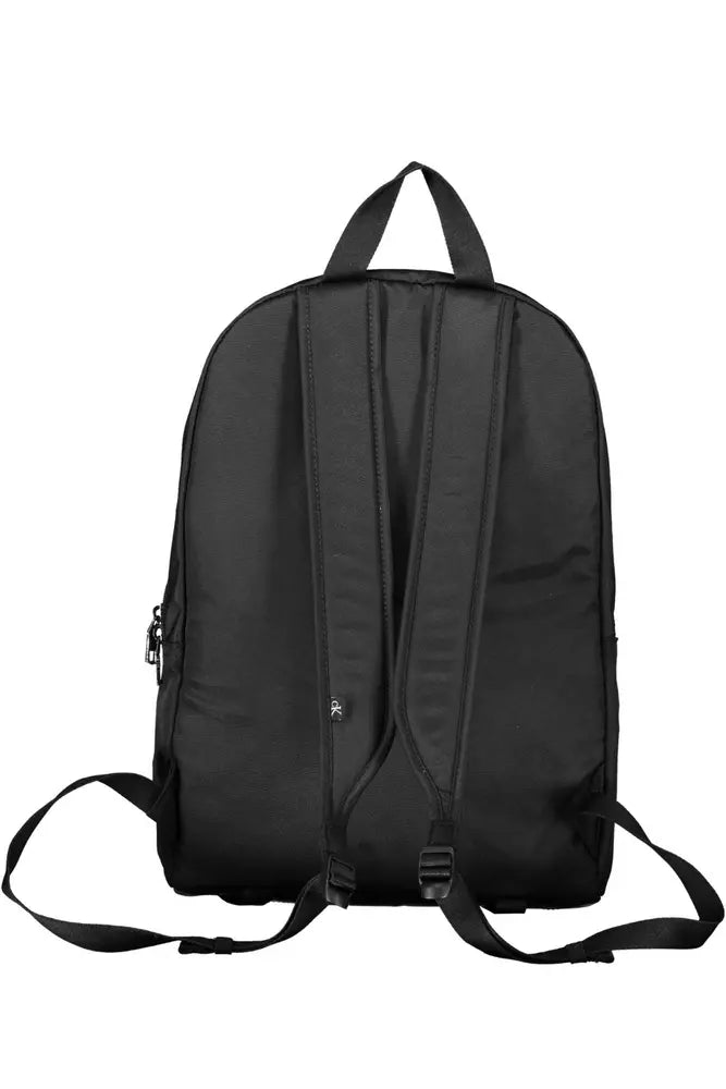 Black Polyester Men Backpack