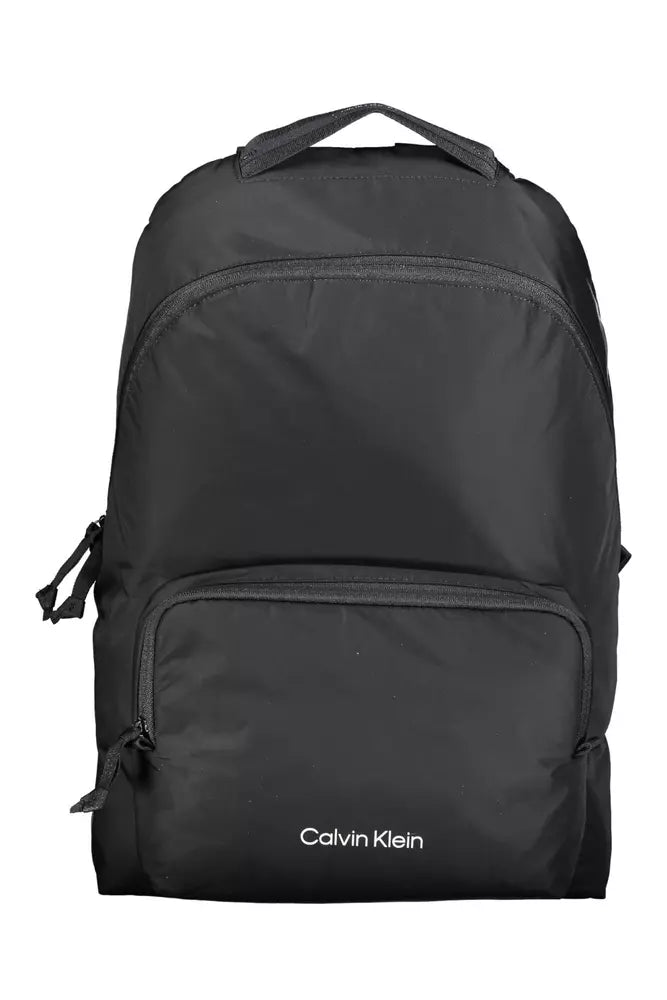 Black Polyester Men Backpack