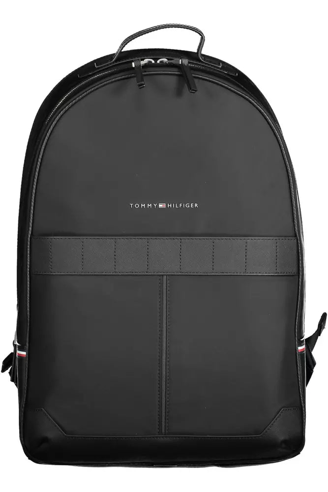 Black Polyester Men Backpack