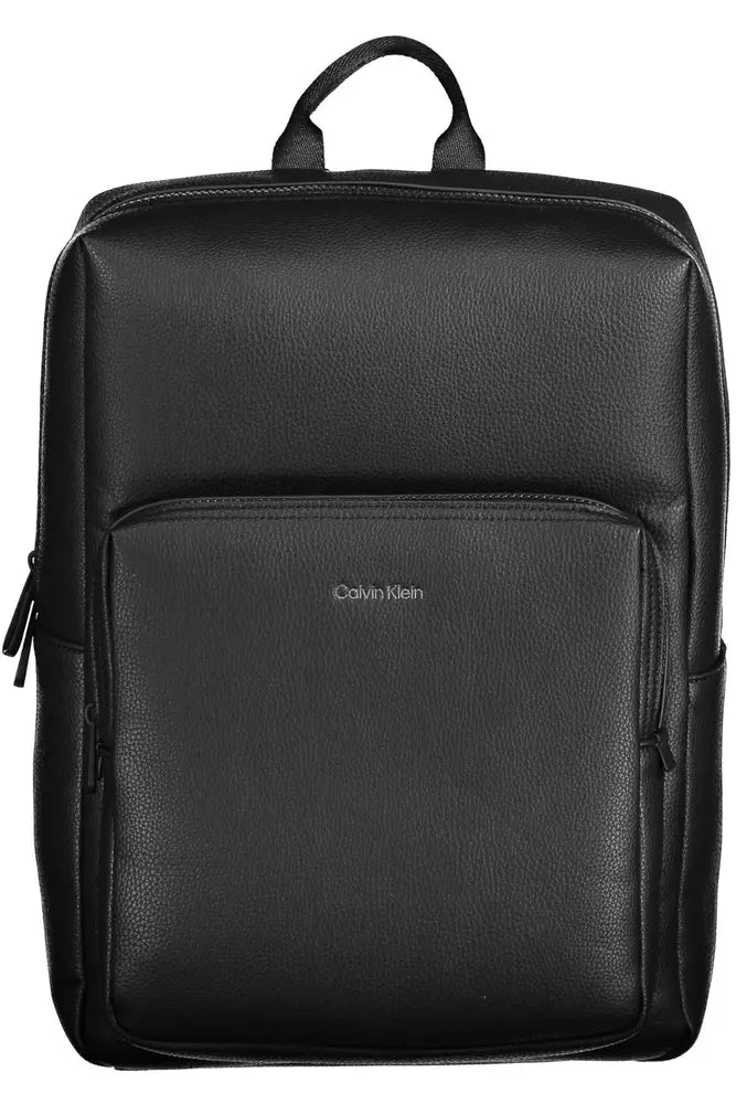 Black Polyester Men Backpack