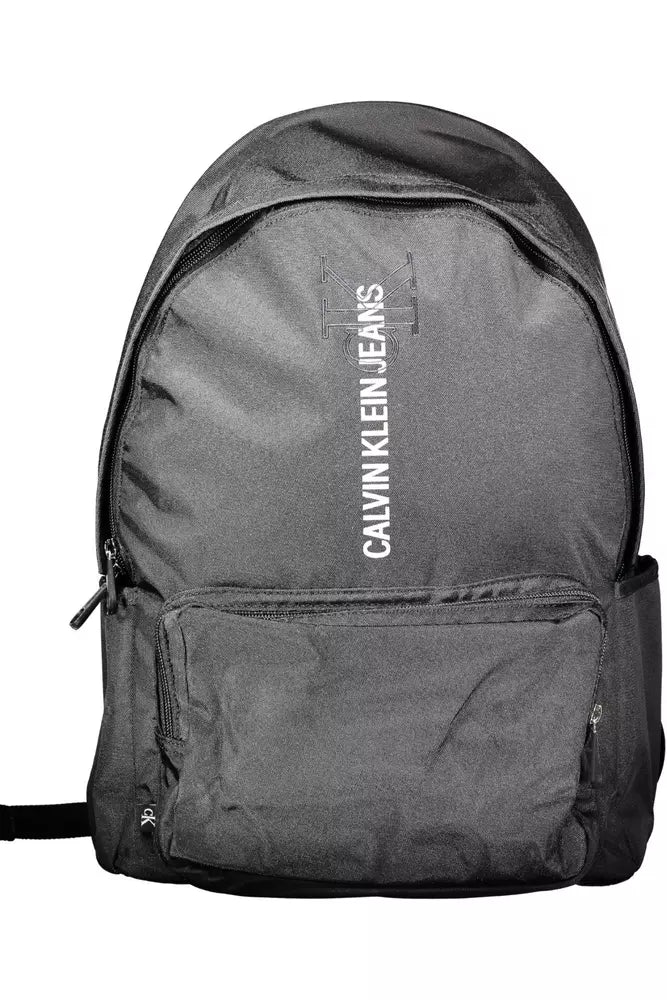 Black Polyester Men Backpack