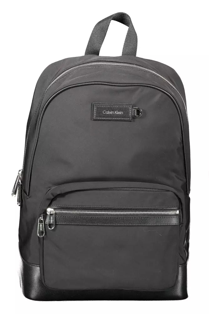 Black Polyester Men Backpack