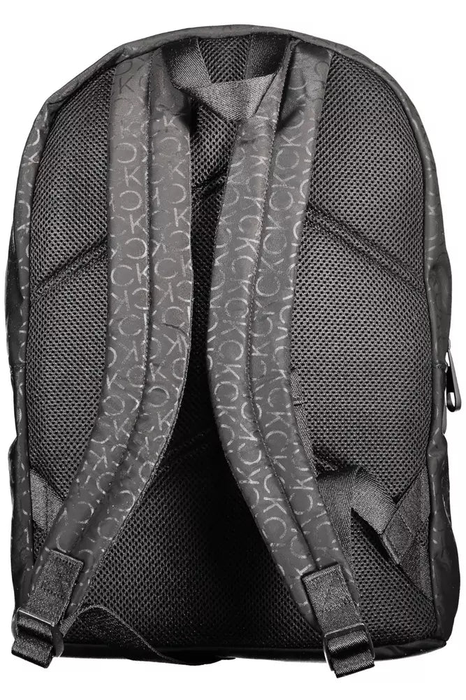 Black Polyester Men Backpack