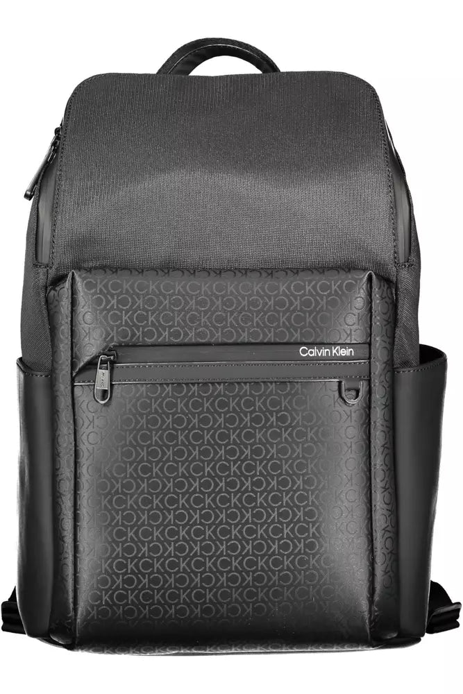 Black Polyester Men Backpack