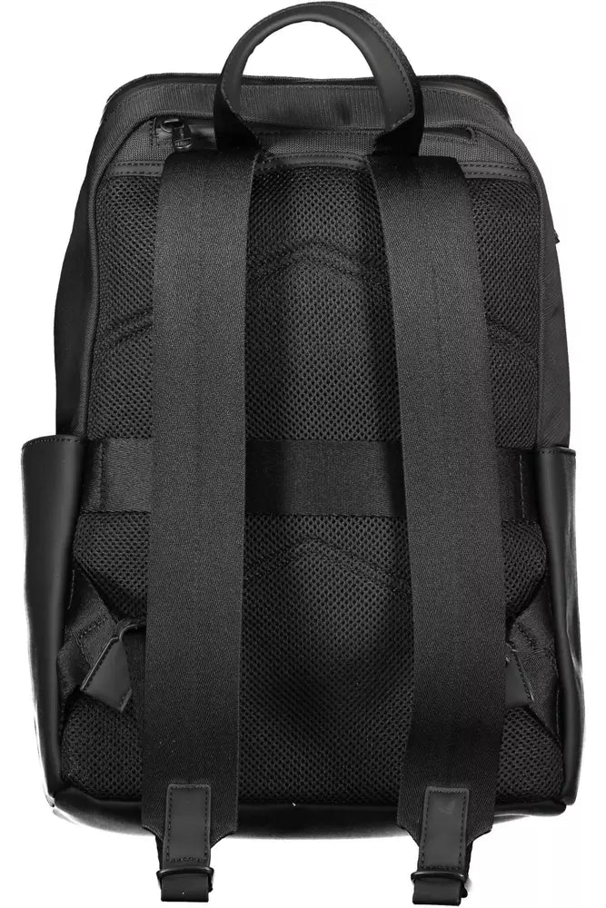 Black Polyester Men Backpack