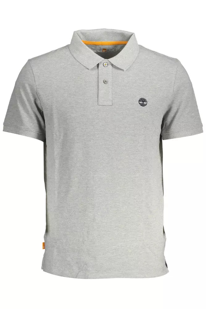 Gray Cotton Men Polo Shirt