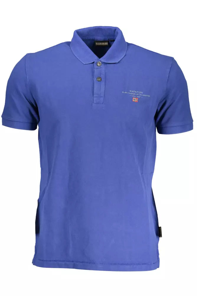 Blue Cotton Men Polo