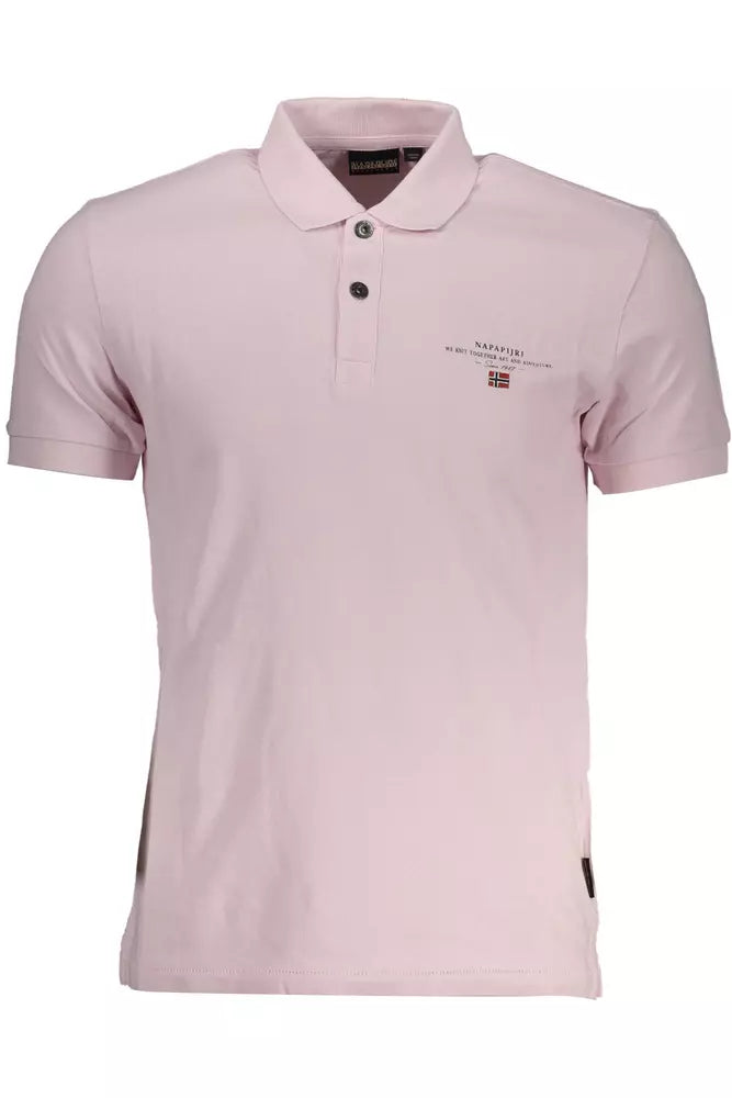 Pink Cotton Men Polo Shirt