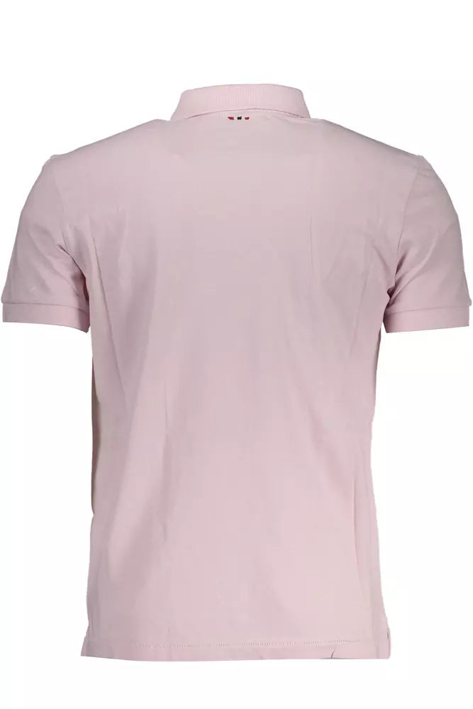 Pink Cotton Men Polo Shirt