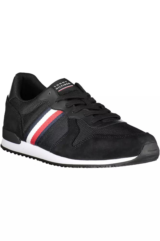 Black Polyester Men Sneaker