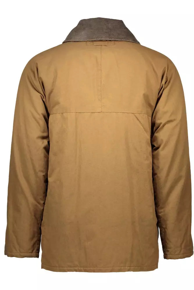 Brown Cotton Men Jacket