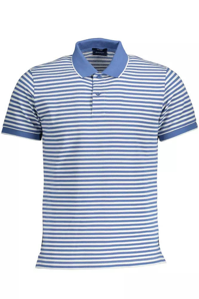 Blue Cotton Men Polo Shirt