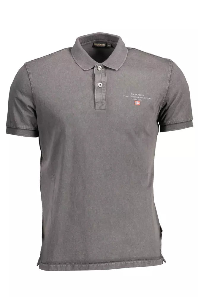 Gray Cotton Men Polo