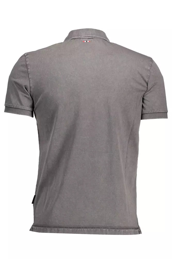 Gray Cotton Men Polo