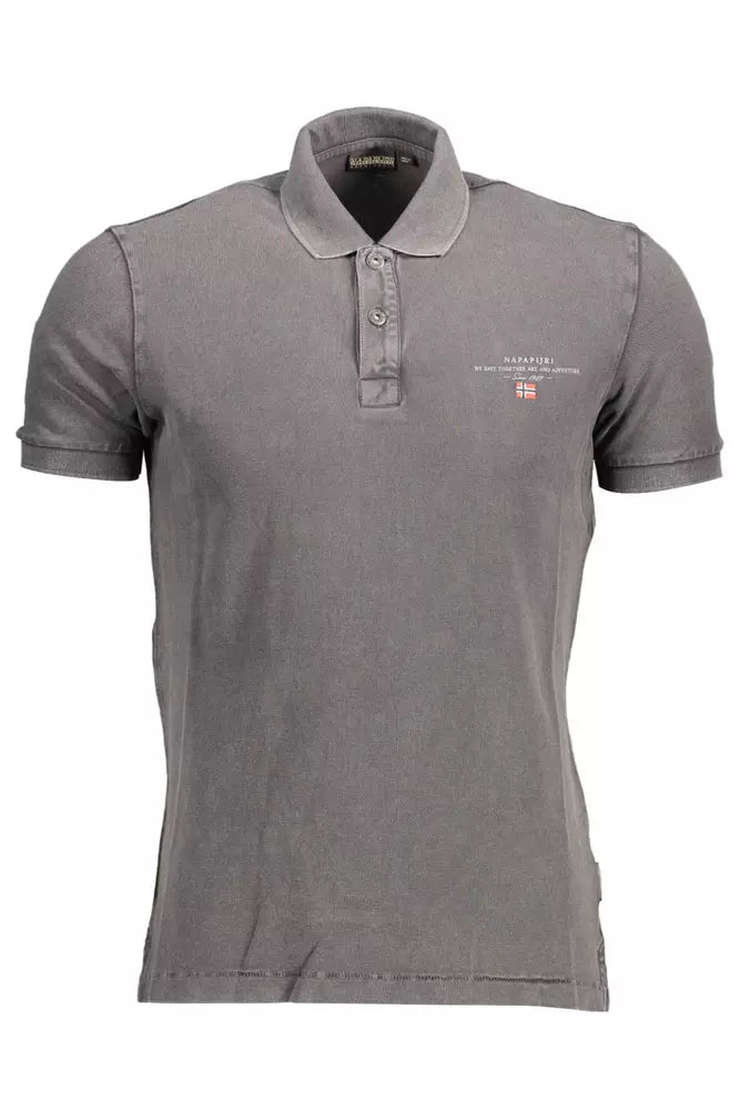 Gray Cotton Men Polo Shirt