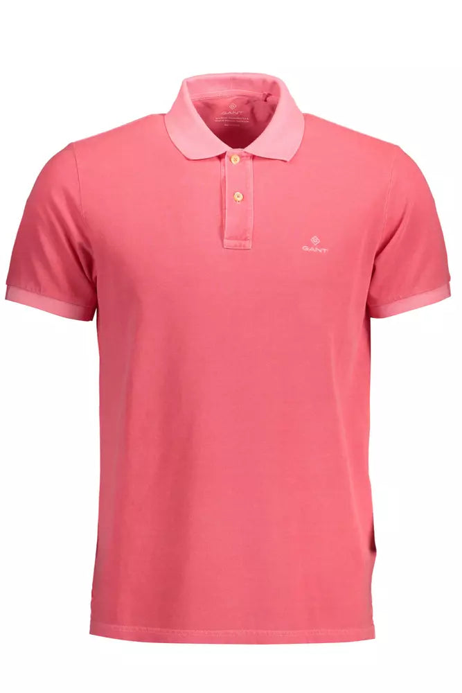 Pink Cotton Men Polo Shirt