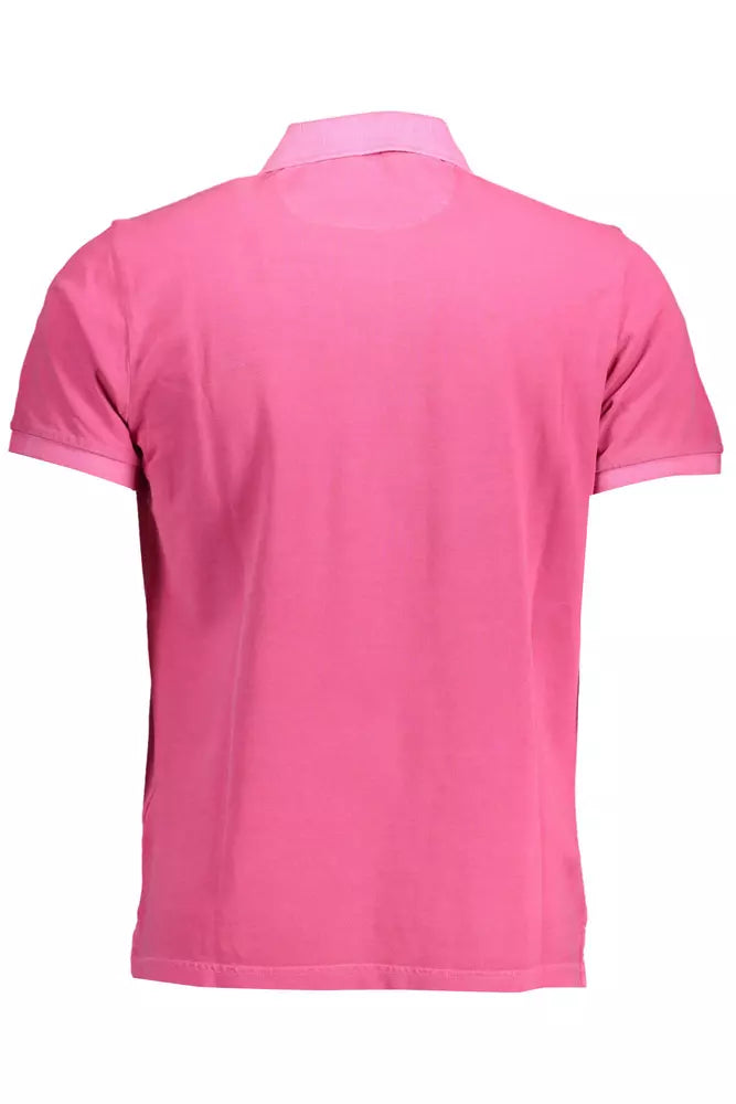 Pink Cotton Men Polo Shirt