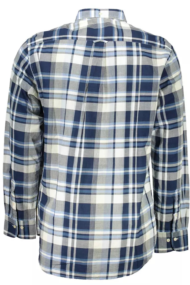 Blue Cotton Men Shirt