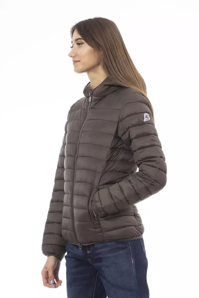 Brown Nylon Women Jacket