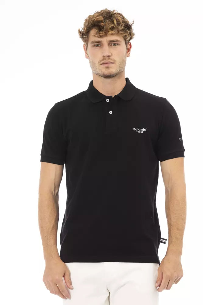 Black Cotton Men Polo Shirt