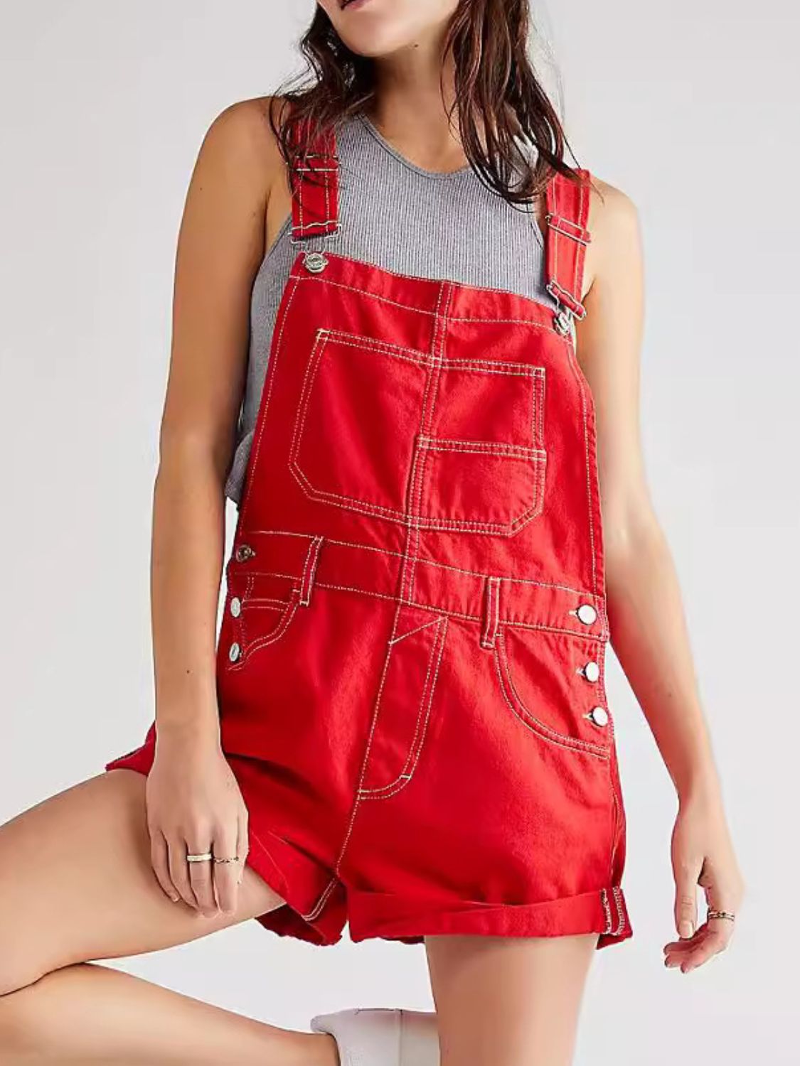 Buy Wide Strap Square Neck Denim Overalls by Faz