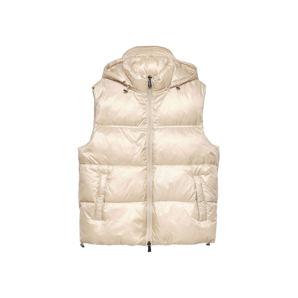 Sleeveless Hooded Down Jacket in Beige