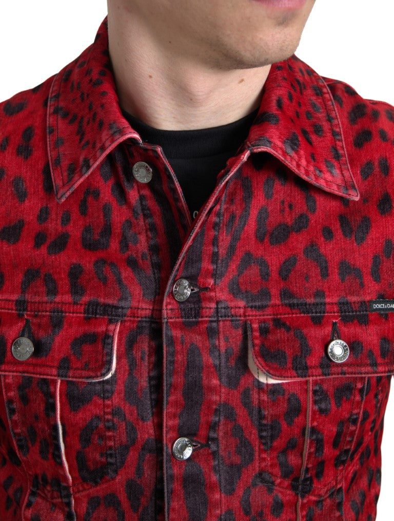 Red leopard print jacket sales