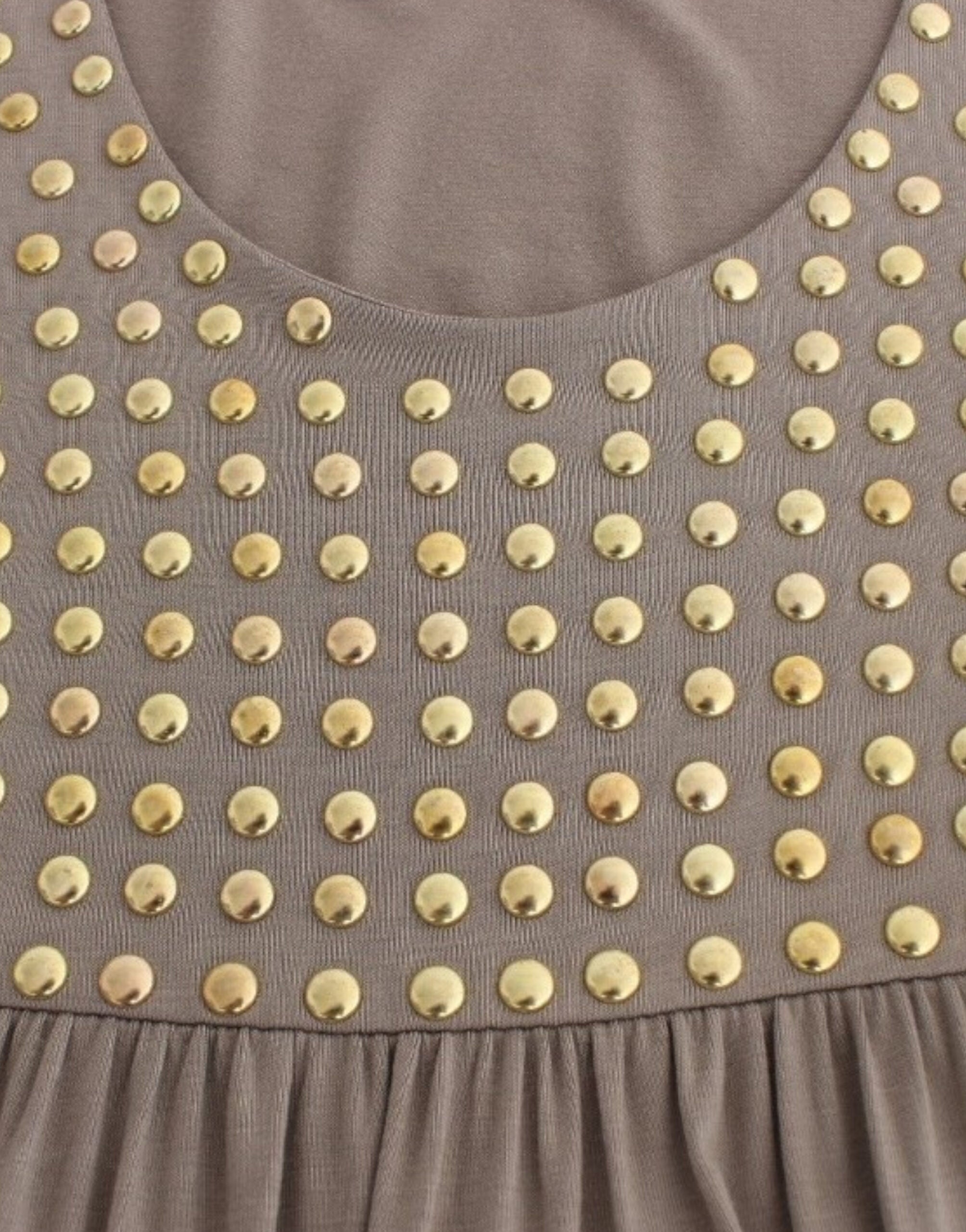 Buy Studded Sheath Knee-Length Dress in Beige by Roccobarocco