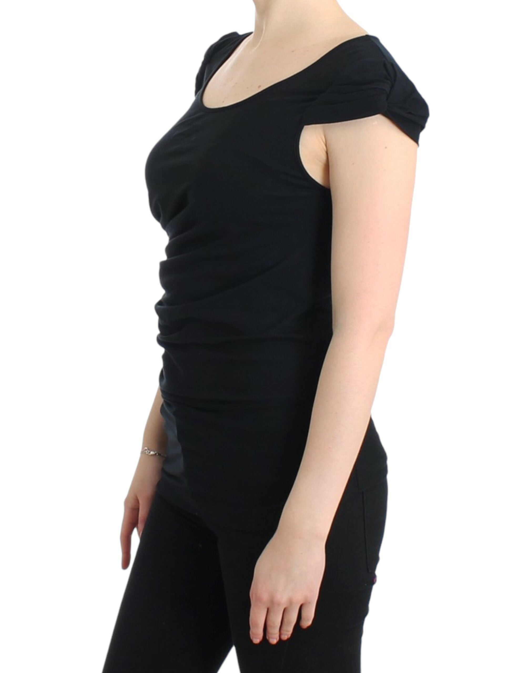 Elegant Cap Sleeve Black Top