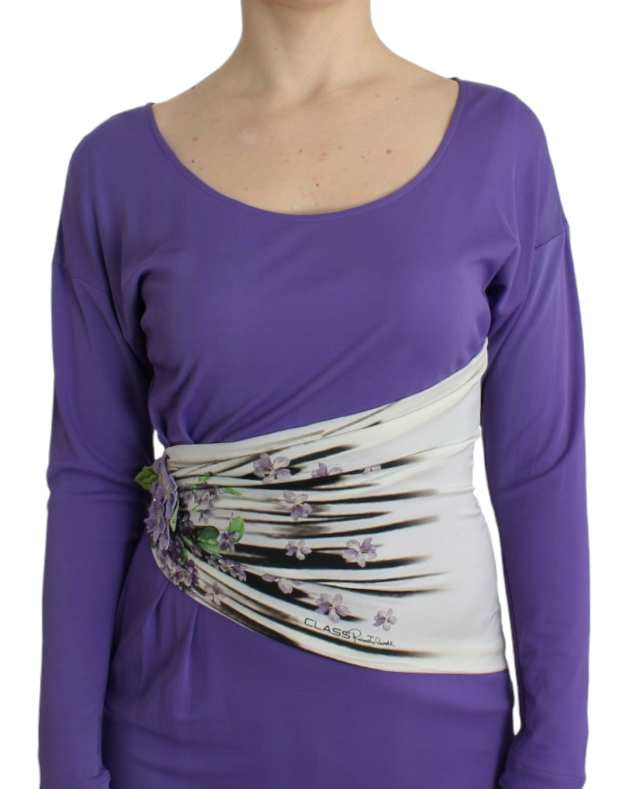 Buy Elegant Purple Floral Jersey Dress by Cavalli