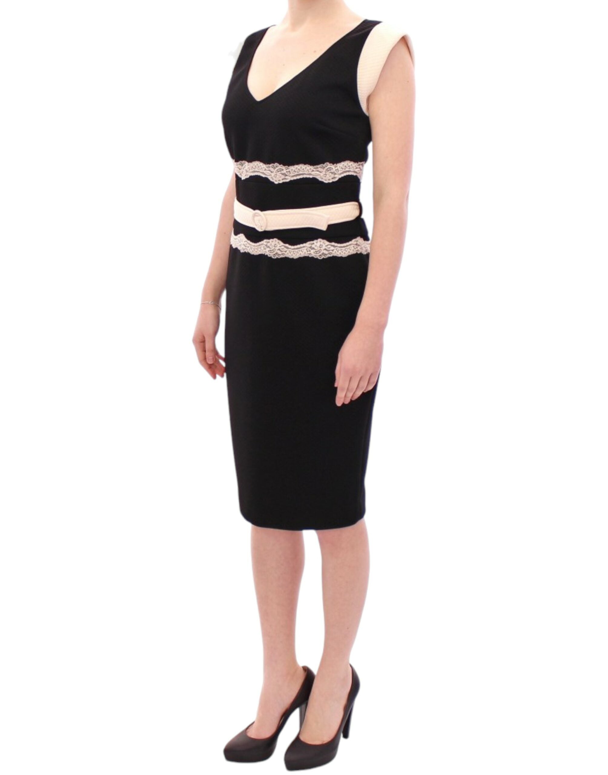 Buy Elegant Sheath Lace Dress in Black and Beige by Cavalli