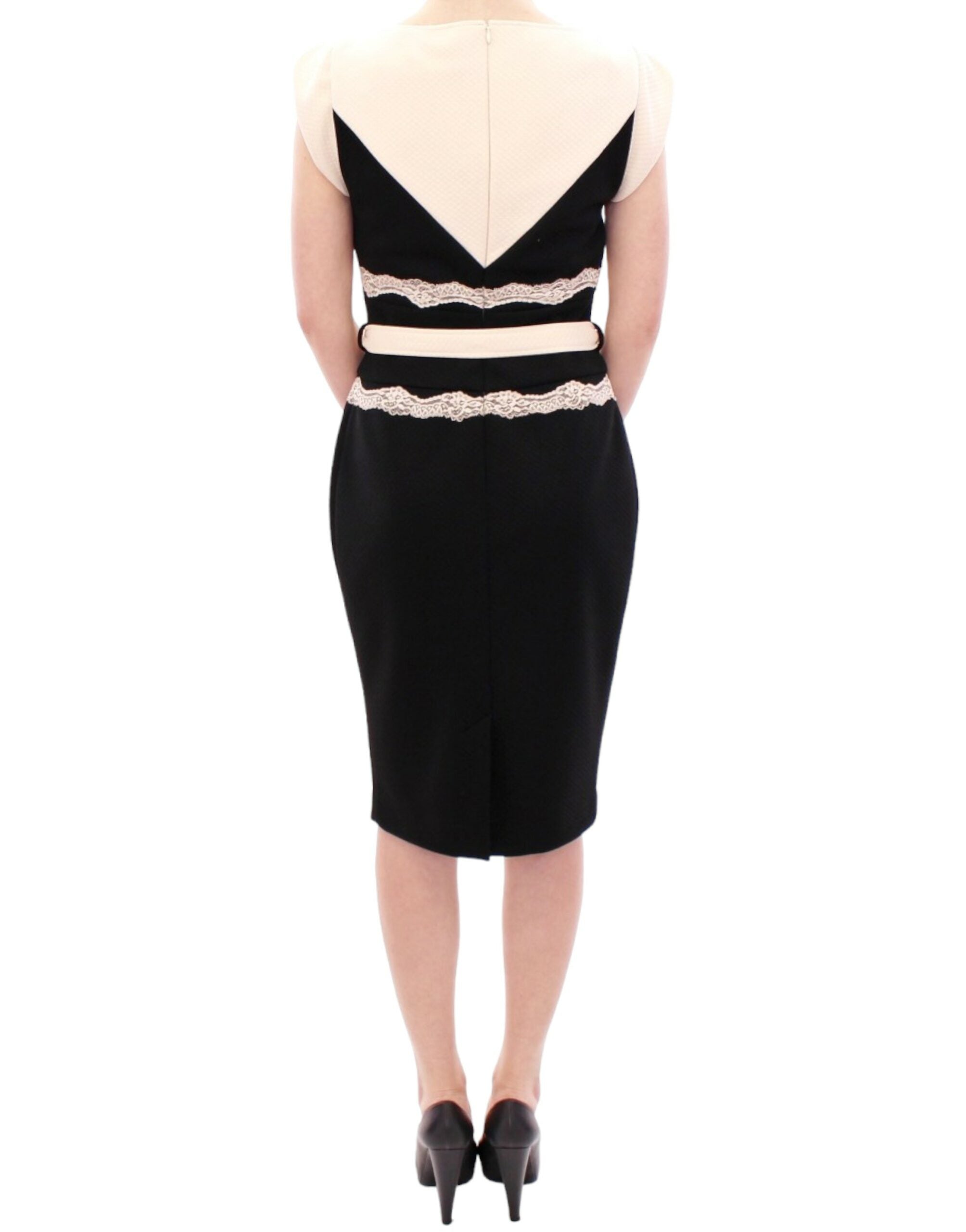 Buy Elegant Sheath Lace Dress in Black and Beige by Cavalli