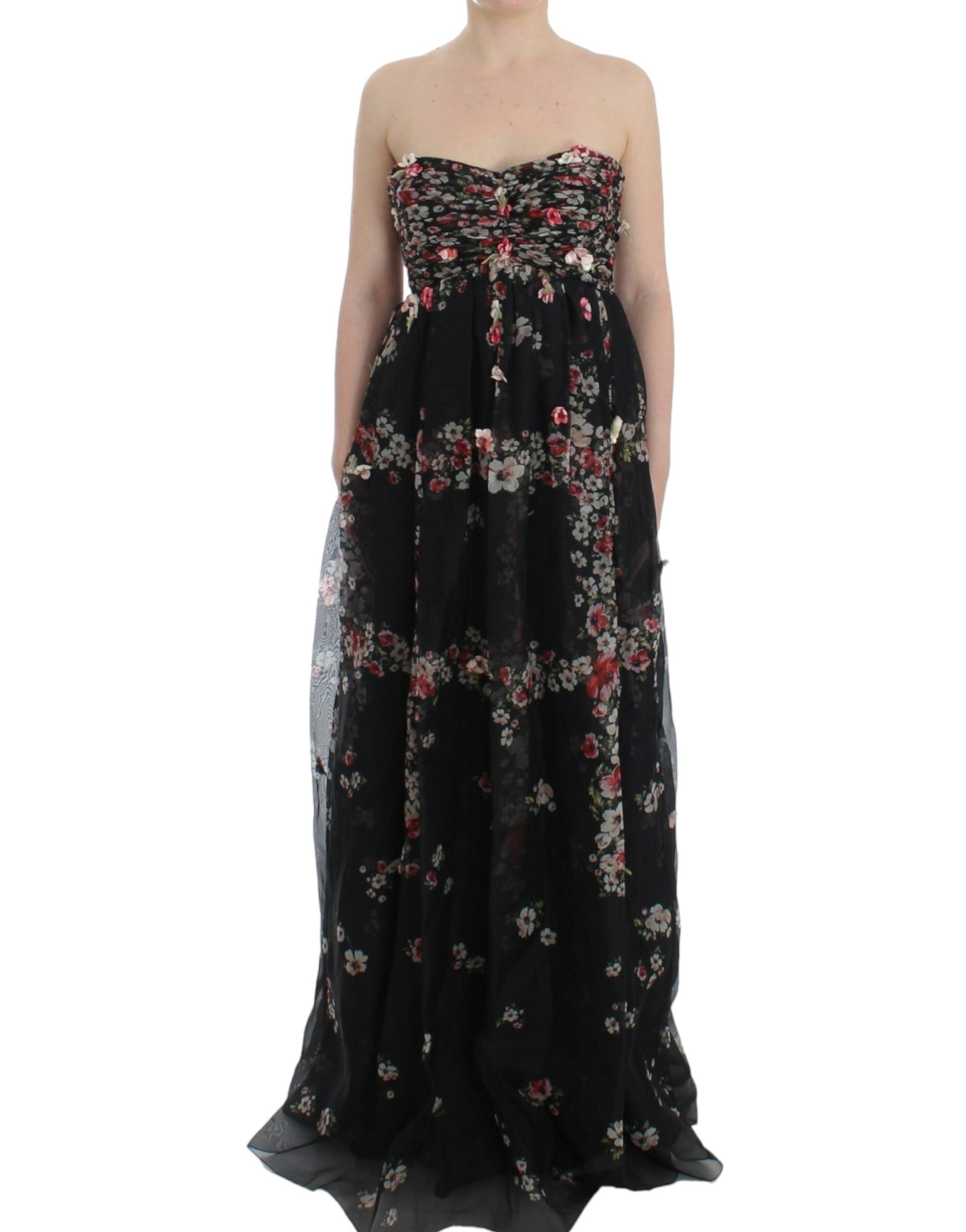 Buy Elegant Strapless Silk Maxi Dress by Dolce & Gabbana