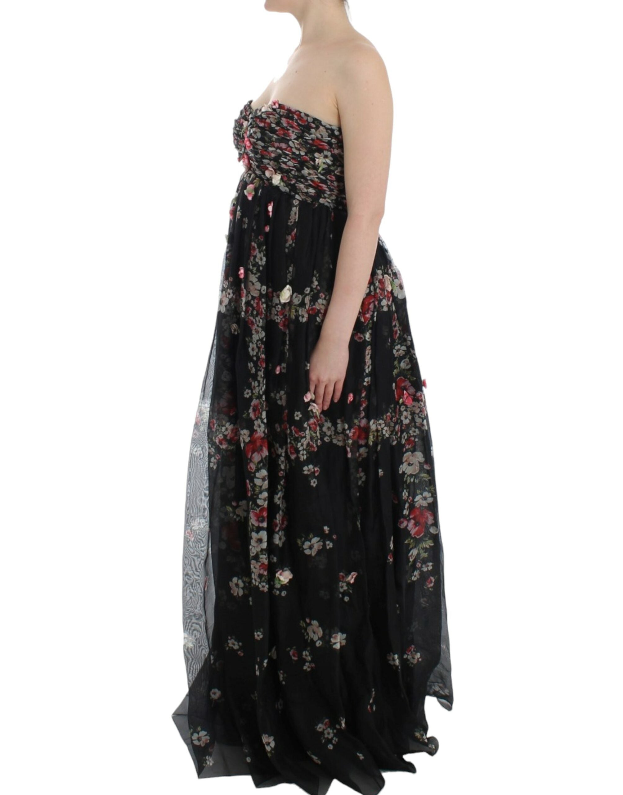 Buy Elegant Strapless Silk Maxi Dress by Dolce & Gabbana