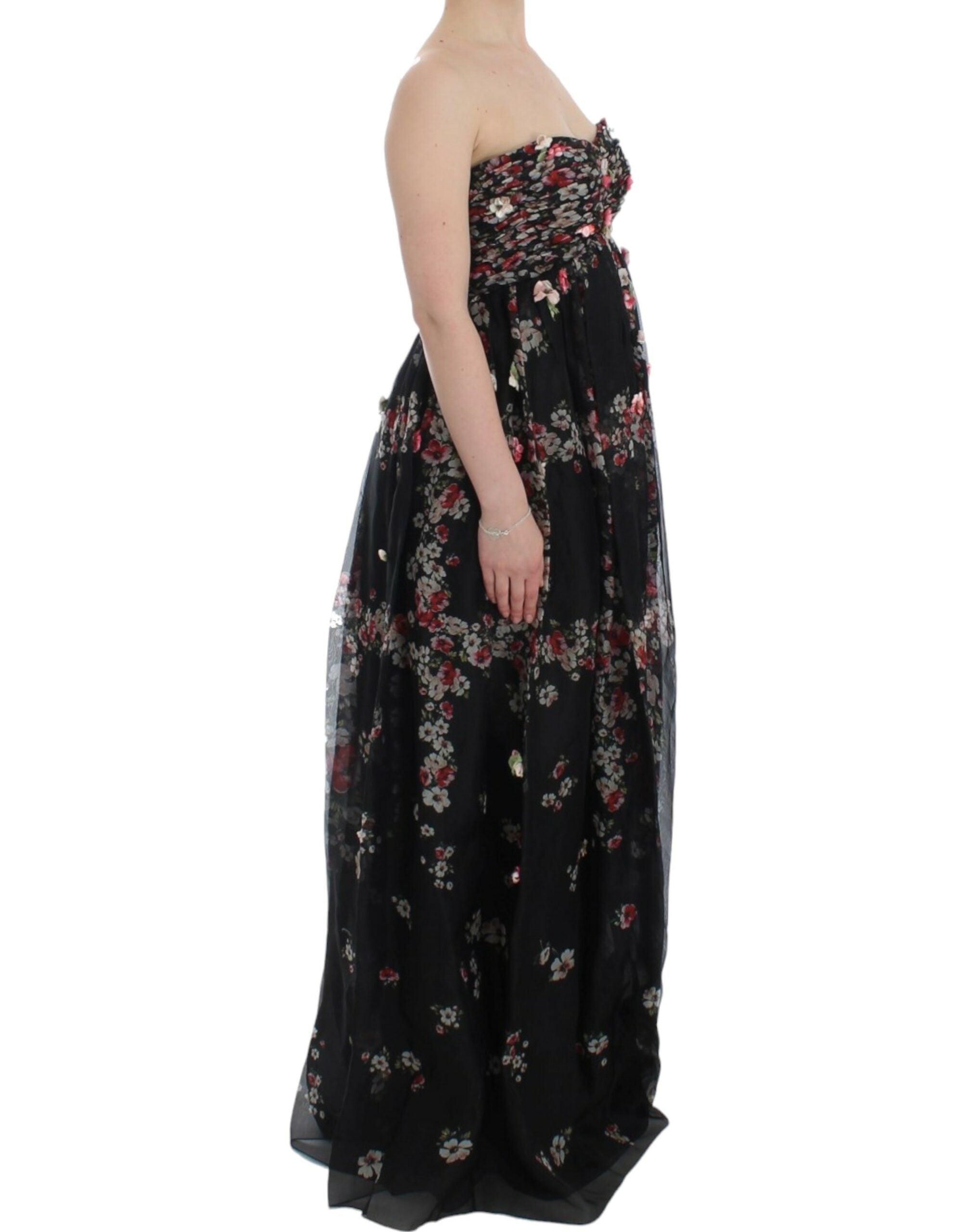 Buy Elegant Strapless Silk Maxi Dress by Dolce & Gabbana