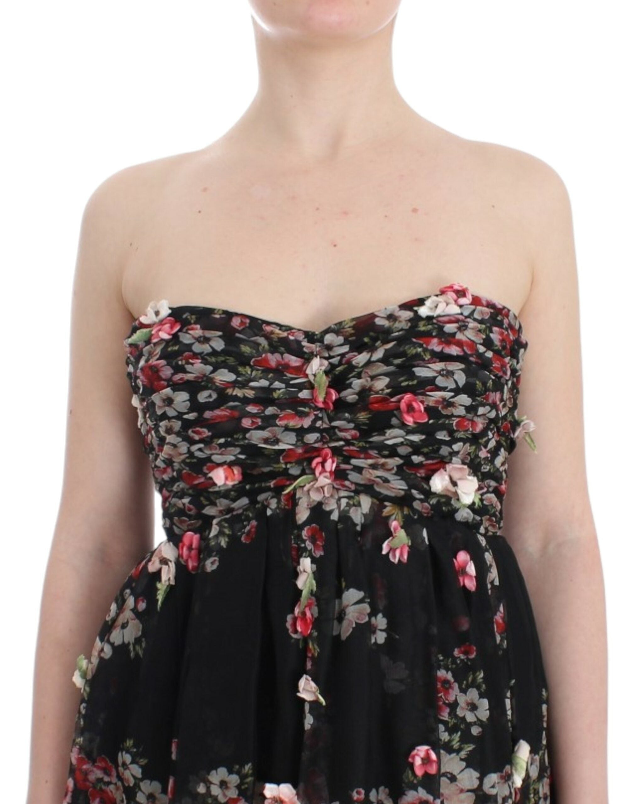 Buy Elegant Strapless Silk Maxi Dress by Dolce & Gabbana