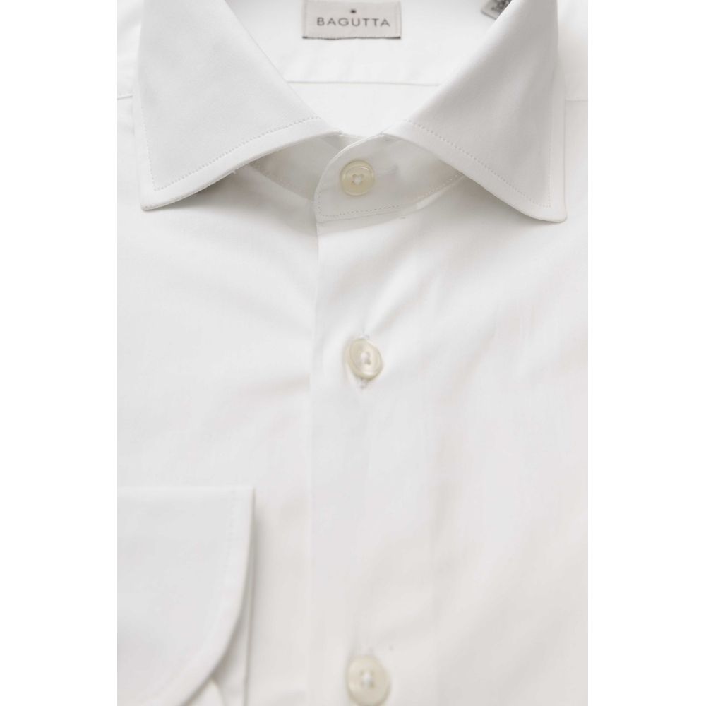 White Cotton Men's Slim Shirt