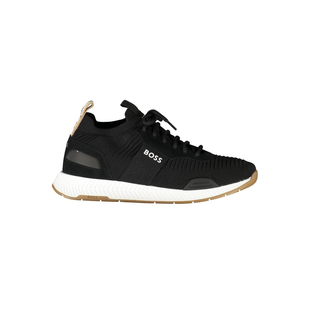 Black Polyester Men Sneaker