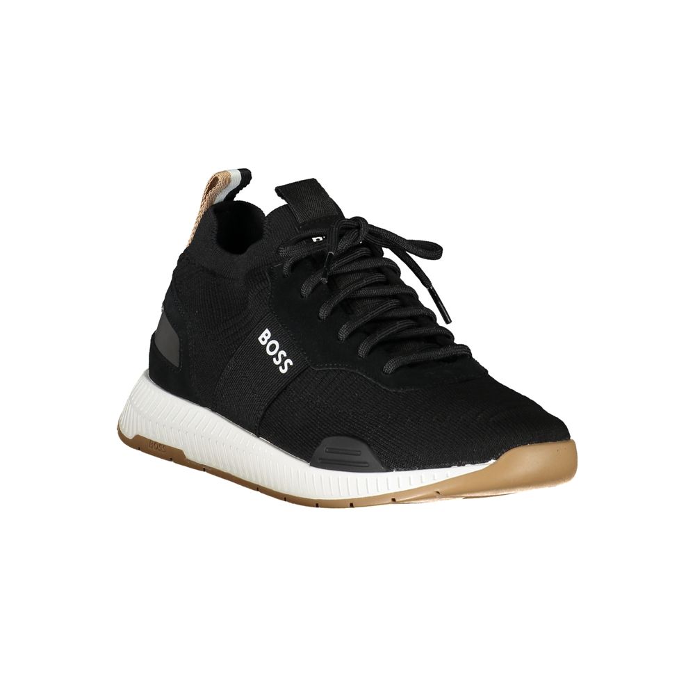 Black Polyester Men Sneaker