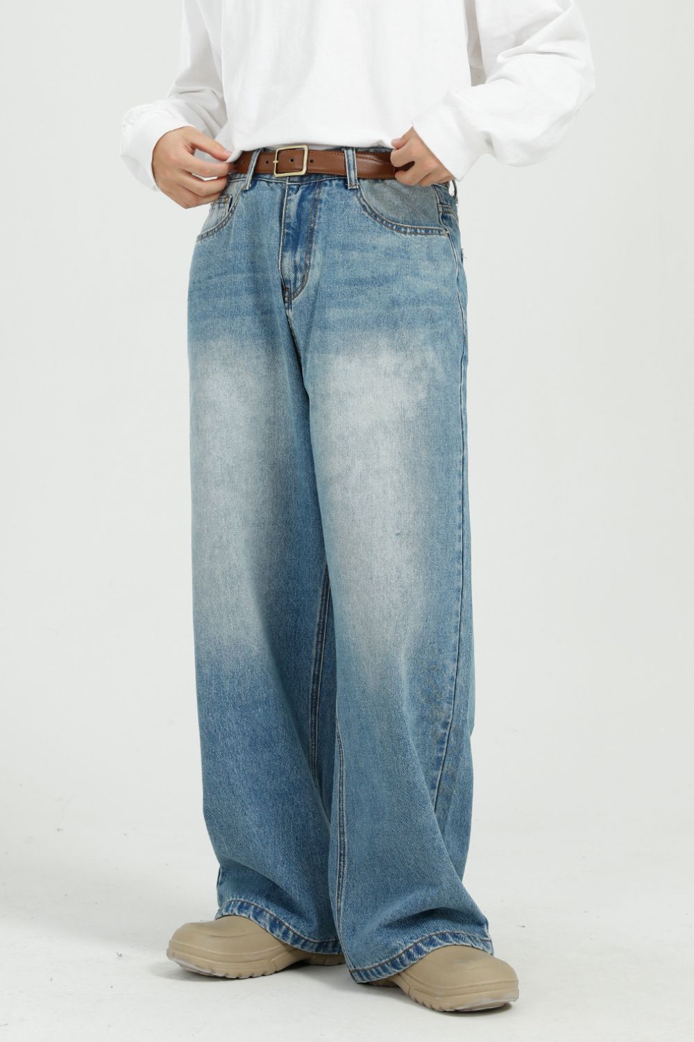 Buy Wide Leg Jeans with Pockets by Faz