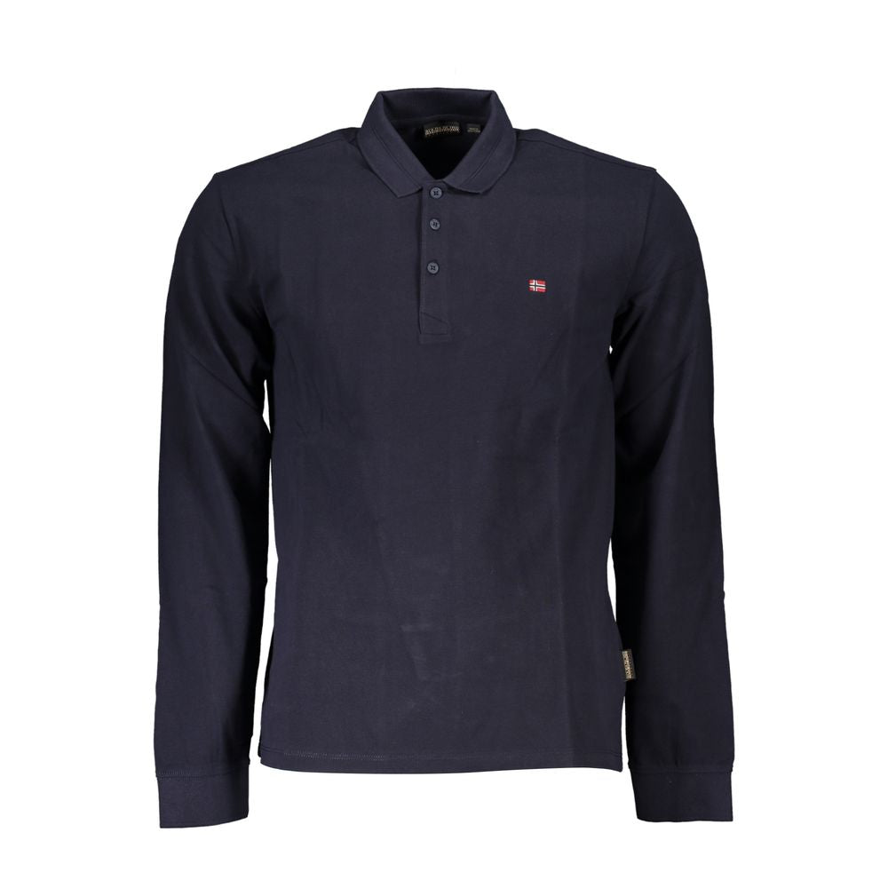 Blue Cotton Men Polo Shirt