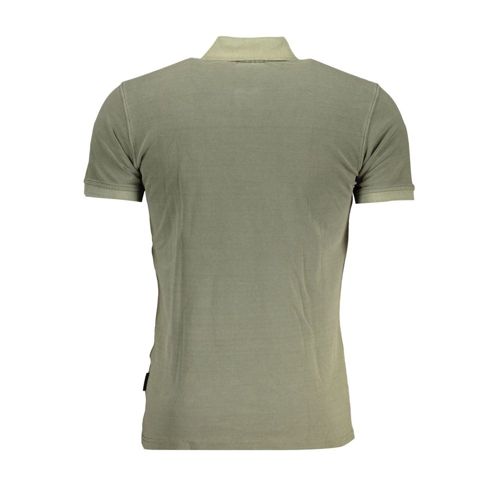 Chic Green Cotton Polo with Contrast Detailing