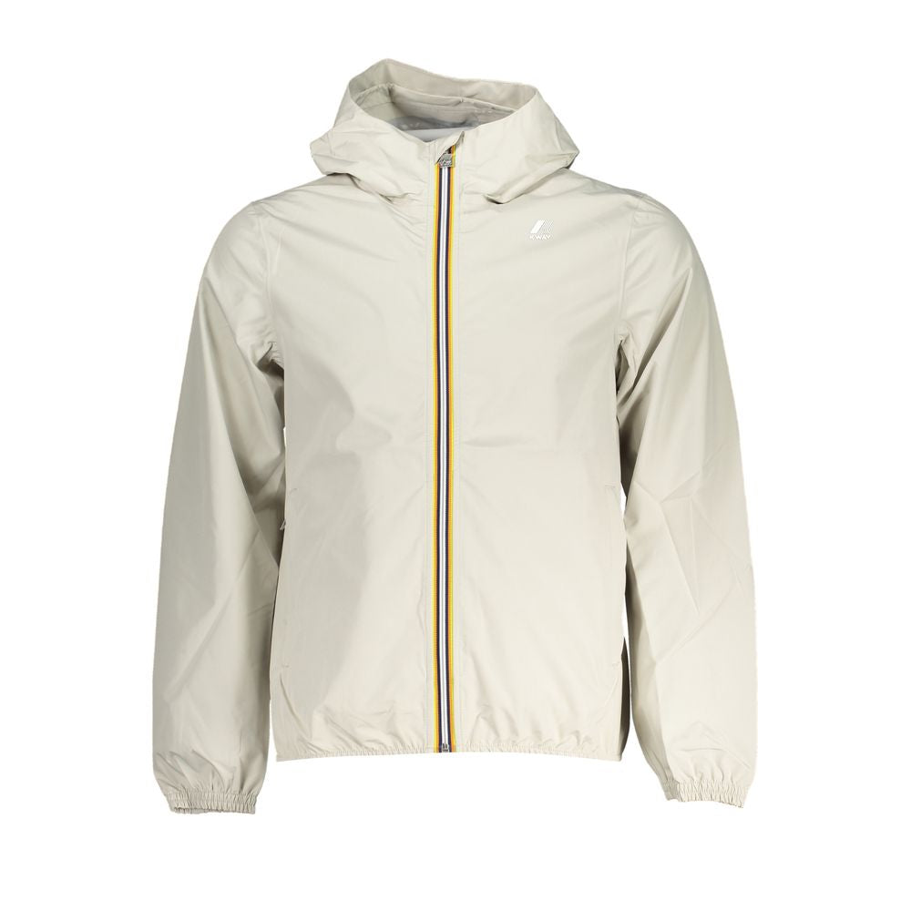 Beige Long-Sleeve Waterproof Hooded Jacket