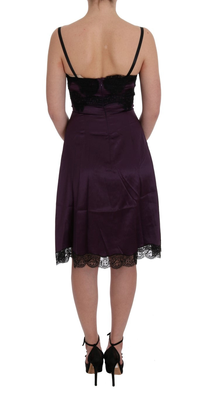 Buy Elegant Purple Silk Lace Shift Dress by Dolce & Gabbana