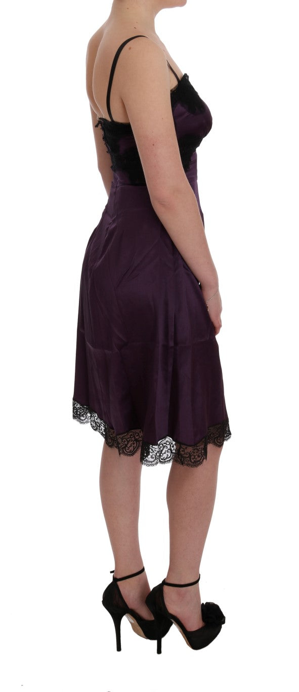 Buy Elegant Purple Silk Lace Shift Dress by Dolce & Gabbana