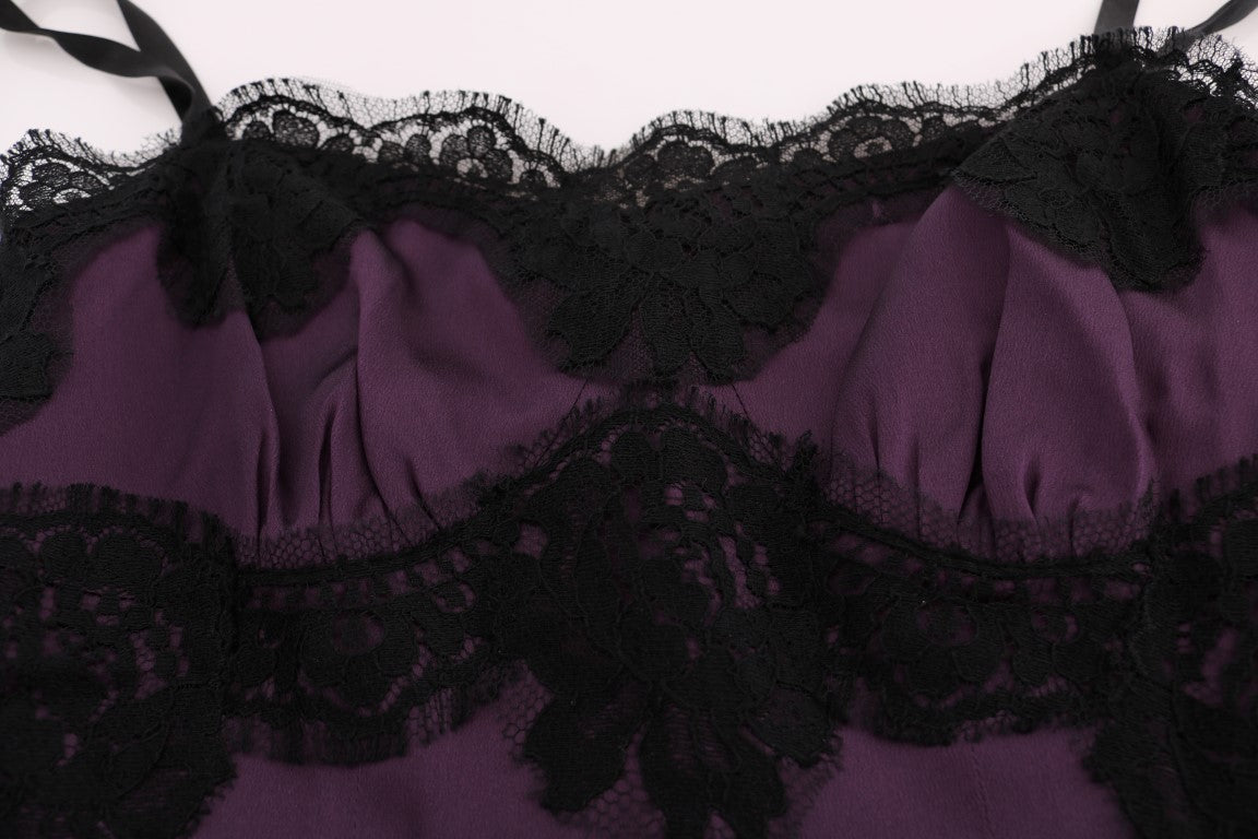 Buy Elegant Purple Silk Lace Shift Dress by Dolce & Gabbana