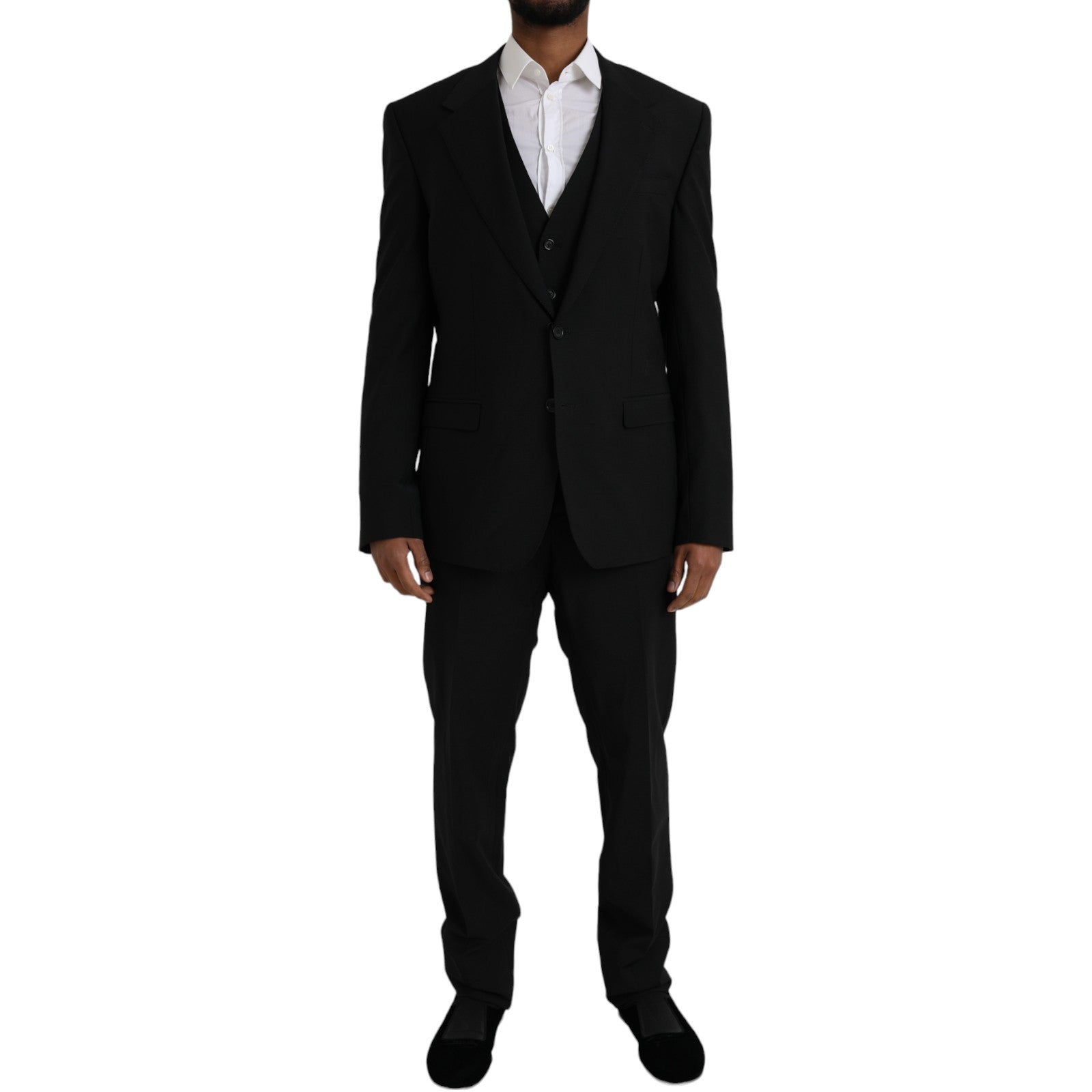 Black Polyester STAFF Formal 3 Piece Suit