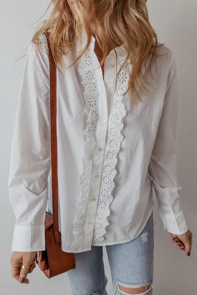 Buy Eyelet Button Down Long Sleeve Shirt by SYNZ