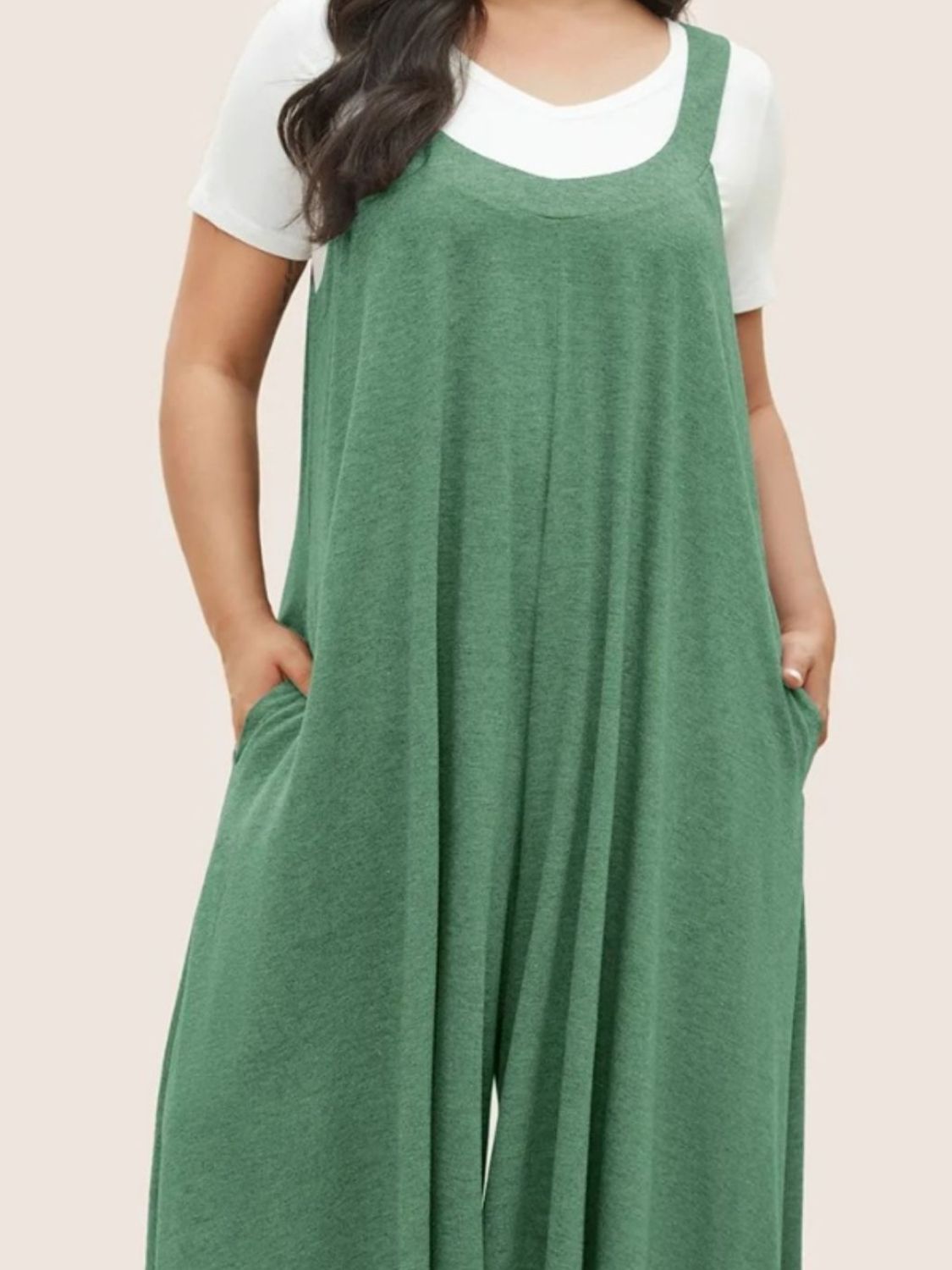 Buy Full Size Pocketed Wide Leg Overalls by Faz